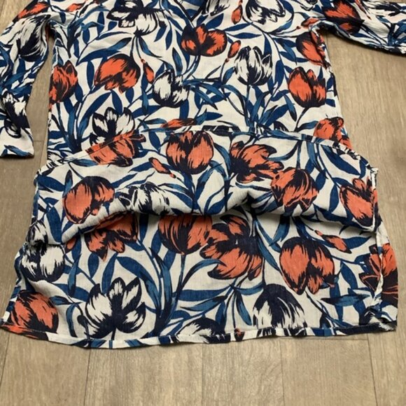 Womens J. Crew Floral V-Neck Tunic‎ Long Sleeve Top - Picture 7 of 8